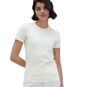 Everlane Women's Striped Organic Cotton Crew T-Shirt Yellow & White Small NWT